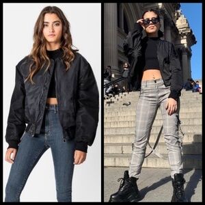 💕LF CARMAR💕 Black Oversized Mesh Bomber Jacket